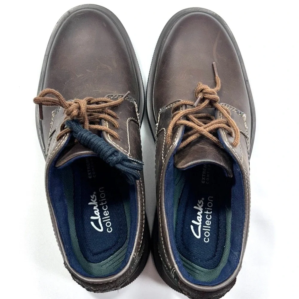 Clarks Burchill Derby Bees Wax‎ Leather Men's Brown US 7M